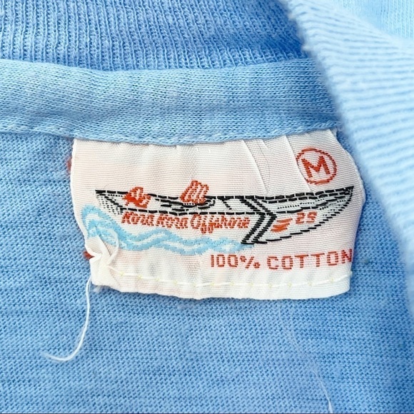 Vintage Light Blue Single Stitch Short Sleeve Tee Campfire Girl Graphic - Picture 5 of 5
